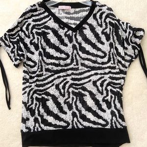 Zebra Print V-Neck Shirt